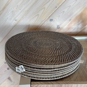 Crate&Barrel Gray Rattan Placemats